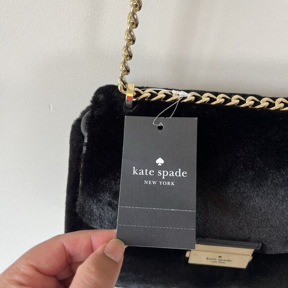 Kate Spade Carey Faux Fur Small Flap Shoulder Bag w/ Chain Leather Strap NWT's - Picture 11 of 15